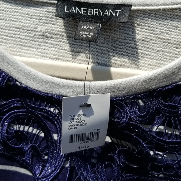 NWT Lane Bryant Tunic Top Navy Nautical Stripes - Picture 4 of 6